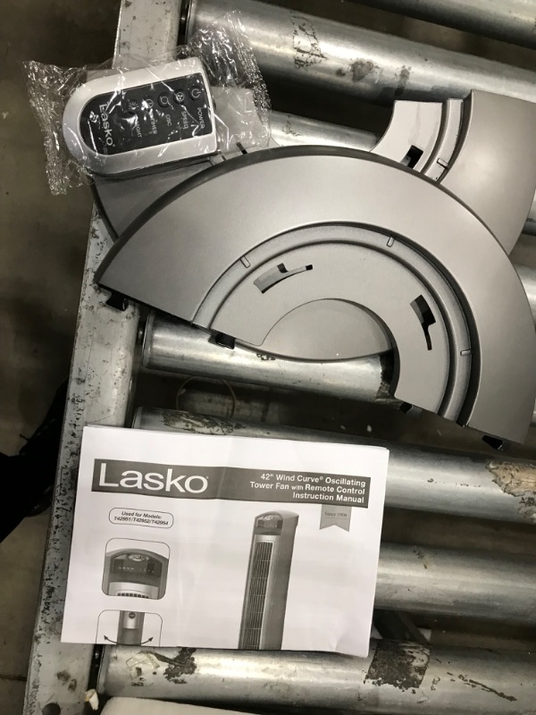 Photo 4 of Lasko Wind Curve Tower Fan with Nighttime Setting, Gray/Woodgrain,
