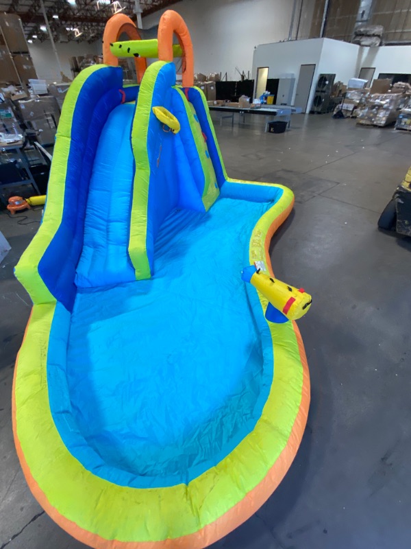 Photo 4 of Banzai Big Blast Water Park, Length: 14 ft 5 in, Width: 10 ft 7 in, Height: 7 ft 11 in, Inflatable Outdoor Backyard Water Slide Splash Bounce Climbing Toy
