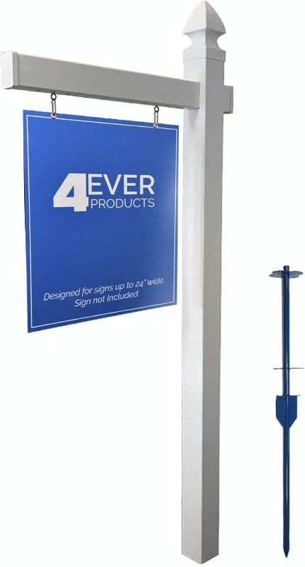 Photo 1 of 4Ever Products Vinyl PVC Real Estate Sign Post - White - 6' Tall Post (Single)
