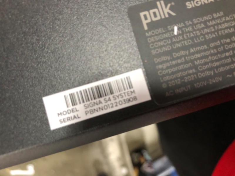 Photo 3 of Polk Audio Signa S4 Ultra-Slim Sound Bar for TV with Wireless Subwoofer, Dolby Atmos 3D Surround Sound, Compatible with 8K, 4K, HD TV, eARC and Bluetooth, Black
