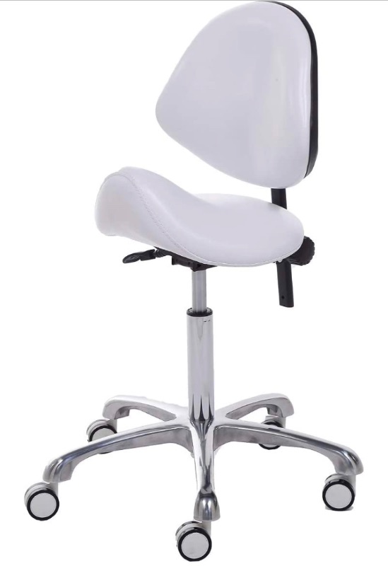 Photo 1 of FRNIAMC Ergonomic Saddle Stool Rolling Adjustable, Hydraulic Heavy-Duty (350 lbs) Stool Chair for Dental Lab Salon Massage Studio Office(White, With Backrest)
- Missing/loose hardware 