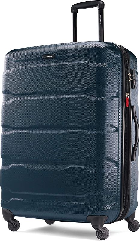 Photo 1 of Samsonite Omni PC Hardside Expandable Luggage with Spinner Wheels, Teal, Checked-Large 28-Inch
