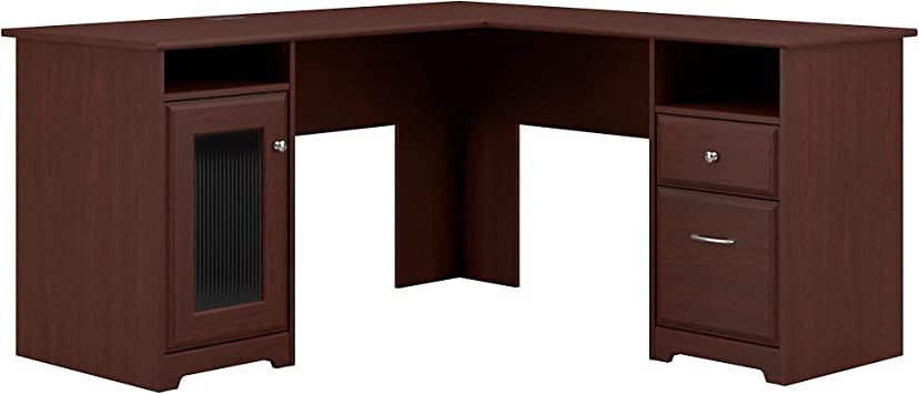 Photo 1 of **INCOMPLETE BOX1 OF 2**Bush Furniture Cabot 60W L Shaped Computer Desk in Harvest Cherry
