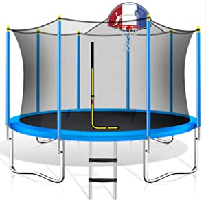 Photo 1 of **INCOMPLETE BOX 1 OF 3**14Ft Trampoline For Kids With Safety Enclosure Net, Basketball Hoop And Ladder, Easy Assembly Round Outdoor Recreational Trampoline
