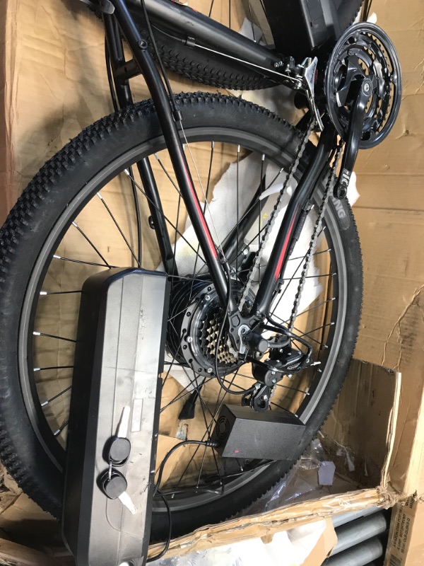 Photo 4 of **MISSING KEYS** DAMAGED**UNABALE TO TEST**  Electric Bike, TotGuard 27.5" Electric Bike for Adults 500W Ebike 21.6MPH Adult Electric Bicycles Electric Mountain Bike,48V 10Ah Removable Lithium Battery,Shimano 21S Gears,Lockable Suspension Fork
