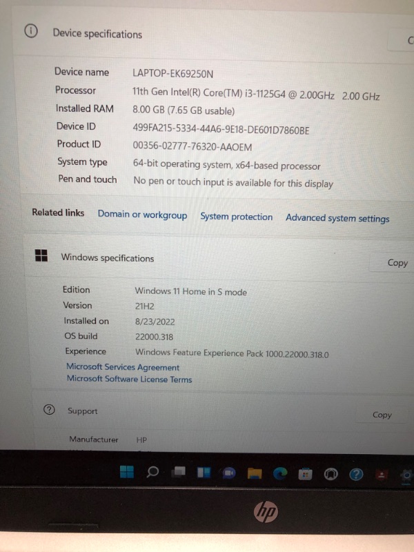 Photo 5 of HP 15.6" Laptop with Windows Home in S Mode - Intel Core i3 11th Gen Processor - 8GB RAM Memory - 256GB SSD Storage - Silver (15-dy2035)
