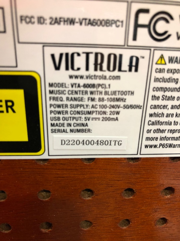 Photo 3 of **NON FUNCTIONING**Victrola 8-in-1 Bluetooth Record Player & Multimedia Center, Built-in Stereo Speakers - Turntable, Wireless Music Streaming, Real Wood | Mahogany
