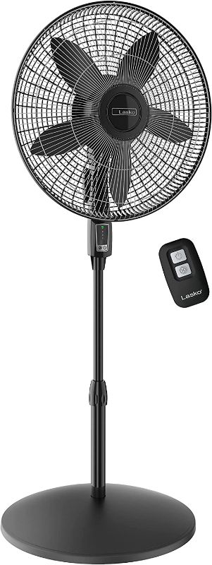 Photo 1 of **PARTS ONLY**Lasko Oscillating Pedestal Fan, Adjustable Stand, Remote Control, 4 Quiet Speeds, for Bedroom, Living Room, Home Office and College Dorm Room, 18", Black, S18440
