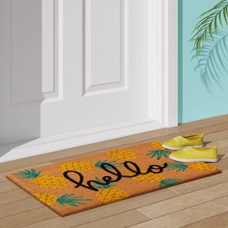 Photo 1 of 1'6"x2'6" 'Hello' Pineapple Doormat Natural - Sun Squad™
BUNDLE OF 4 MATS 
