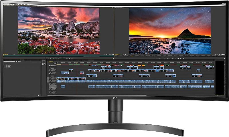 Photo 1 of LG 34WN80C-B UltraWide Monitor 34” 21:9 Curved WQHD (3440 x 1440) IPS Display, USB Type-C (60W PD) , sRGB 99% Color Gamut, 3-Side Virtually Borderless Design, Tilt/Height Adjustable Stand - Black damage to screen shown in pictures
