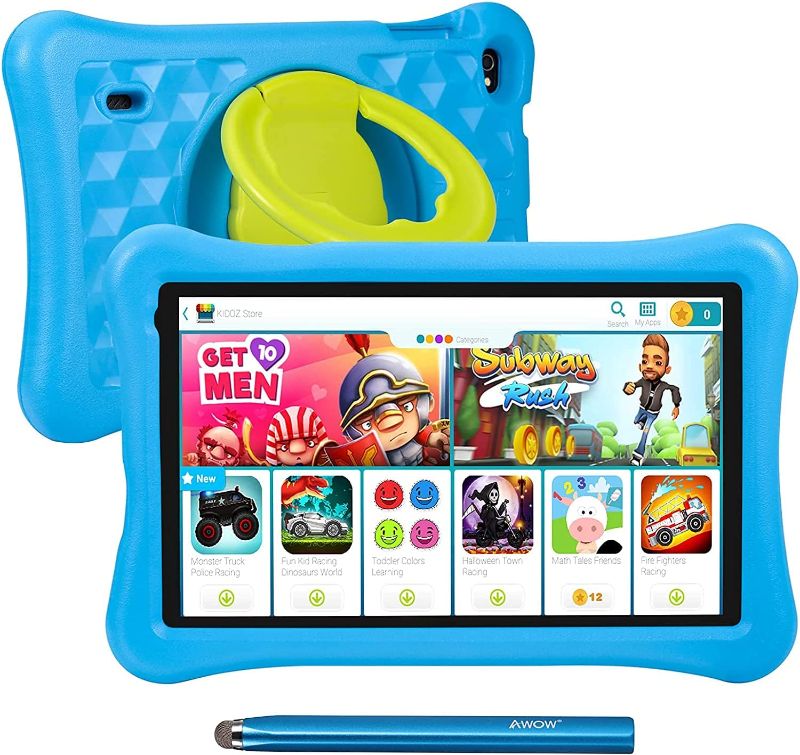 Photo 1 of 10.1 inch Kids Tablet iWawa APP Pre-Installed, Android 10.0 Tablet for Kids 2GB RAM+32GB ROM Learning Tablets, Adjustable Kid-Proof Case, Parent Control, 2.4G WiFi only, 1280x800 IPS, Stylus Pen
