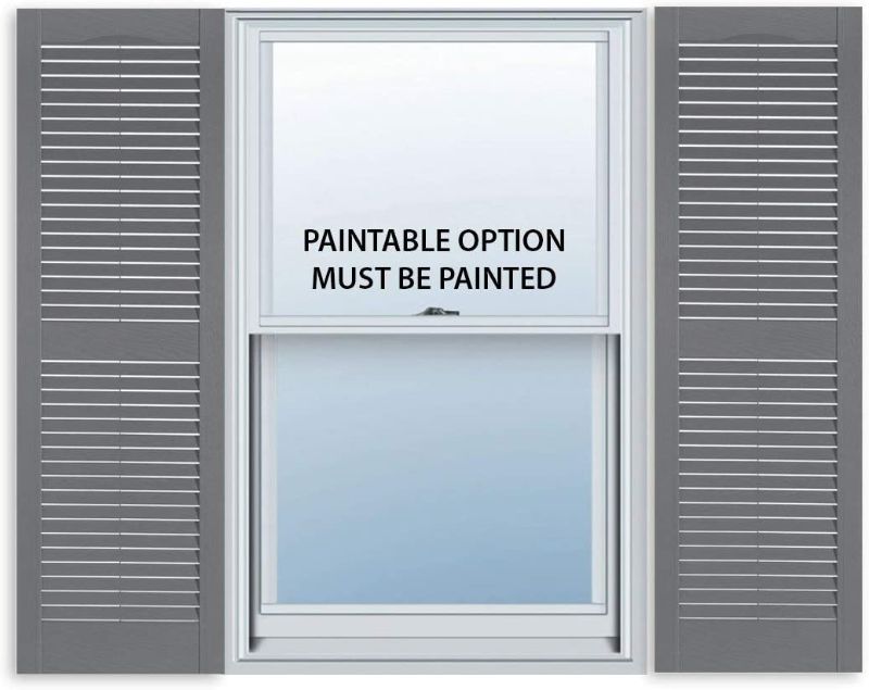 Photo 1 of 15 Inch x 35 Inch Standard Louver Exterior Vinyl Window Shutters, Paintable (Pair)
