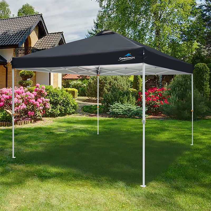 Photo 1 of  Canopy Tent,10x10 Pop up Canopy Tents for Parties,Portable Folding Instant Canopy Tent with Roller Bag,Bonus 4 Sand Bags,Ez Up Outdoor Canopies–(10x10FT,Black)
