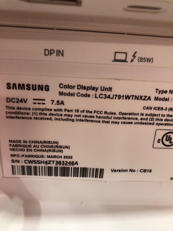 Photo 3 of SAMSUNG J791 Series 34-Inch Ultrawide QHD (3440x1440) Computer Monitor, 100Hz, Thunderbolt 3 Daisy Chain, QLED, HDMI, USB Hub, Height Adjustable Stand (LC34J791WTNXZA), White
