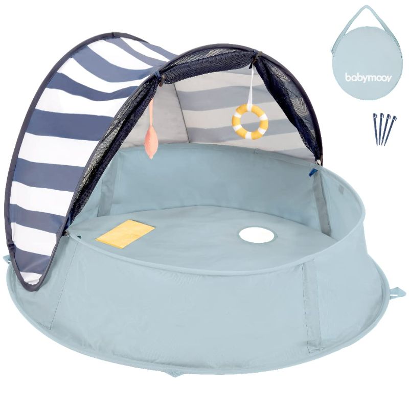 Photo 1 of Babymoov Aquani Tent & Pool | 3 in 1 Pop Up Tent, Kiddie Pool and Play Yard (Summer 2022 Essential), Marine, One Size
