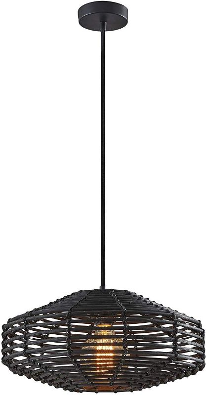 Photo 1 of Adesso 5240-01 Kingston Pendant Light, 7 in, 60W, Black Rattan, 1 Hanging Light
