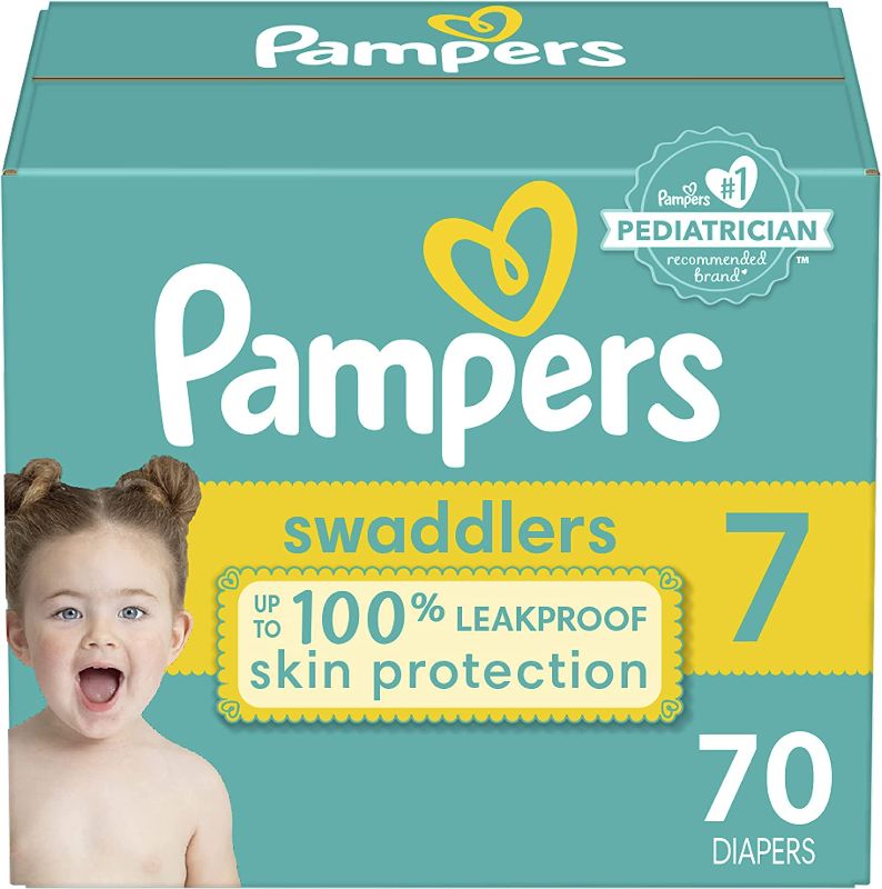 Photo 1 of Diapers Size 7, 70 Count - Pampers Swaddlers Disposable Baby Diapers, Enormous Pack (Packaging May Vary)
