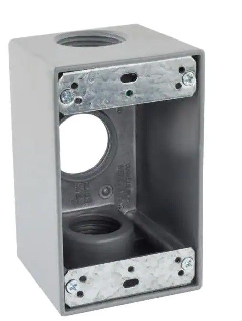 Photo 1 of 1 in. Gray 1-Gang 3-Holes Weatherproof Box
10 PK 