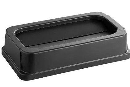 Photo 1 of Lavex Janitorial Black Slim Rectangular Trash Can Drop Shot Lid
