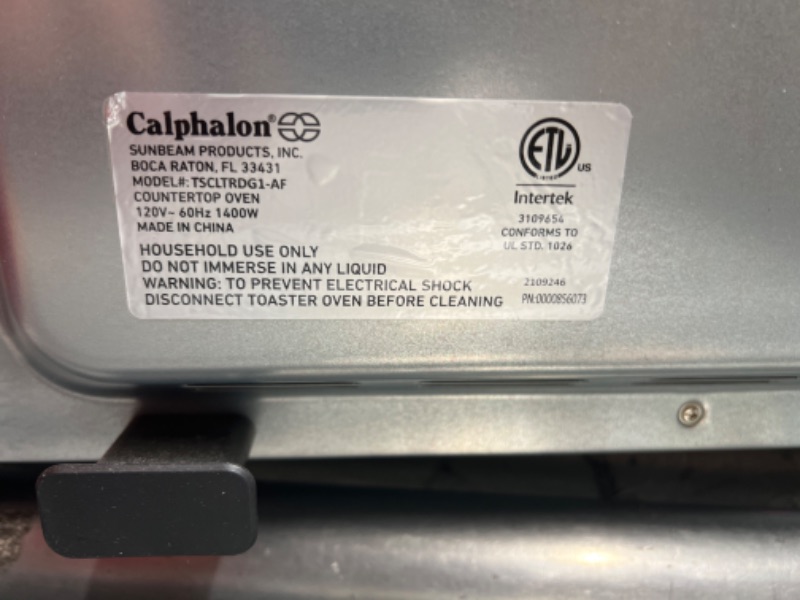 Photo 5 of **PARTS ONLY**
Calphalon Quartz Heat Countertop Toaster Oven, Stainless Steel, Extra-Large Capacity, Black, Dark Gray
