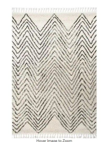 Photo 1 of Amanda Moroccan Chevron Tassel Off-White 8 ft. Round Rug
