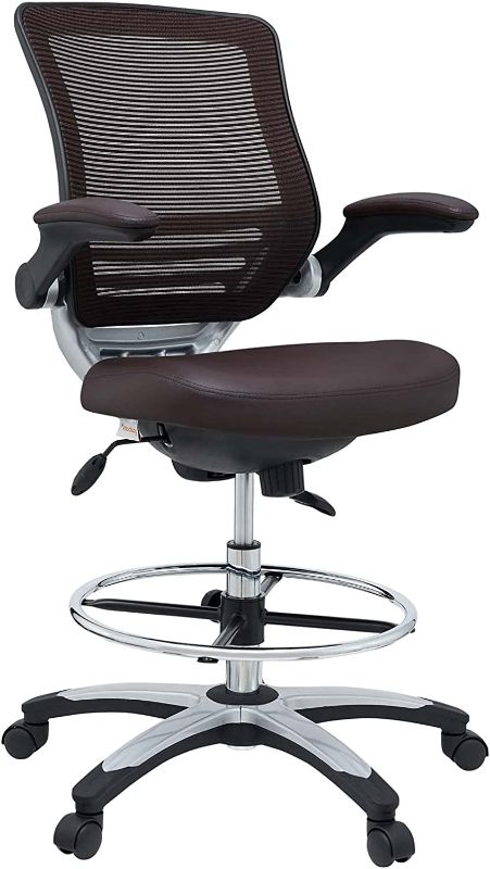 Photo 1 of **PARTS ONLY**
Modway EEI-211-BRN Edge Drafting Chair - Reception Desk Chair - Flip-Up Arm Drafting Chair in Brown
