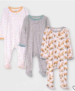 Photo 1 of Baby Boys' 3pk Fox Sleep N' Play - Cloud Island™ Orange// size 3-6 months

