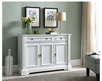 Photo 1 of  Kings Brand Furniture White Finish Wood Buffet Breakfront Cabinet Console Table With Storage, Drawers, Shelves
