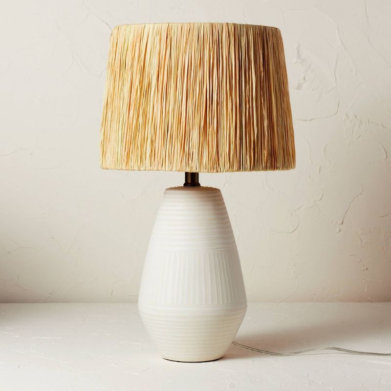 Photo 1 of Ceramic Table Lamp with Natural Shade Cream (Includes LED Light Bulb) - Opalhouse™ Designed with Jungalow™
