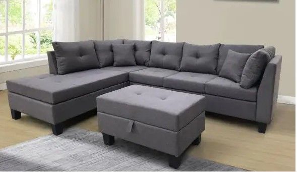 Photo 1 of ***INCOMPLETE BOX 1 OF 2***
TribeSigns Sectional Sofa, Gray Linen
