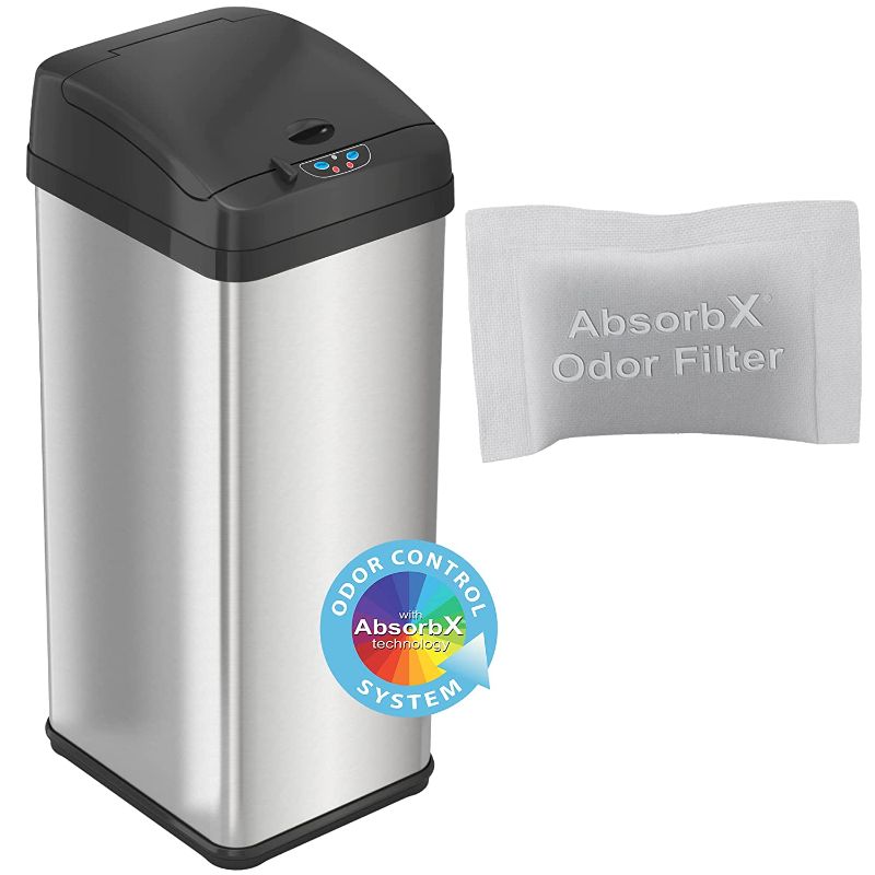 Photo 1 of **PARTS ONLY**
iTouchless 13 Gallon Touchless Sensor Trash Can with AbsorbX Odor Control System, Stainless Steel