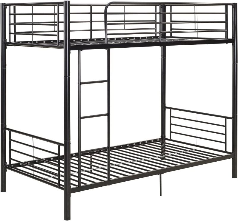 Photo 1 of *** Box 1 of A Set**** Walker Edison Elodie Urban Industrial Twin over Twin Metal Bunk Bed, Twin over Twin, Black
