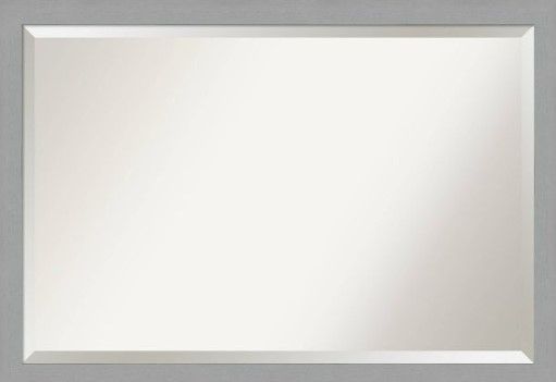 Photo 3 of 40" x 28" Brushed silver finish  Framed Wall Mirror Silver - Amanti Art

