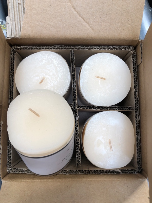 Photo 2 of 3" X 3" Pillar Vanilla Bean and Amber Candle - Threshold™
4 PACK 