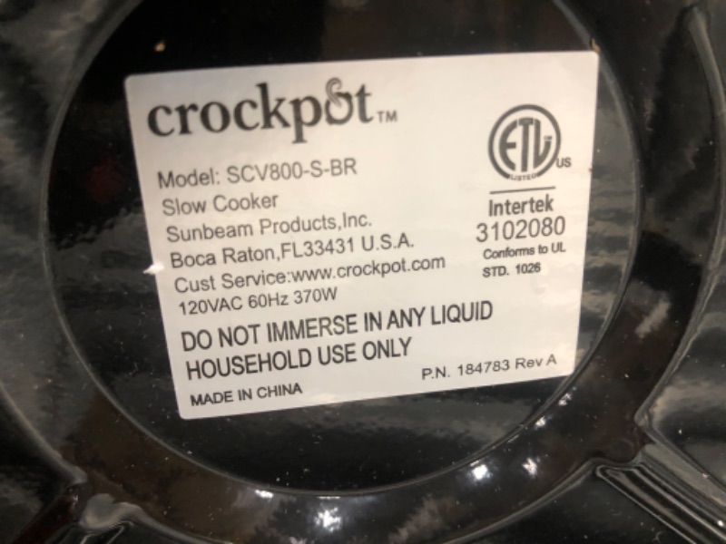 Photo 4 of Crock-pot Oval Manual Slow Cooker, 8 Quart, Stainless Steel (SCV800-S)
