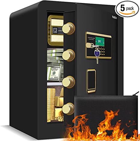 Photo 1 of 2.4 Cubic Large Safe Box Fireproof Waterproof, Personal Home Security Safe with Digital Keypad LCD Display, LED Motion Light, Interior Cabinet Box, Fireproof Safe for Firearm Money Documents Valuables
