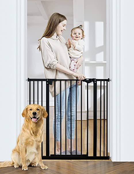 Photo 1 of InnoTruth Extra Tall Baby Gate for Stairs and Doorways, 29”to 39.6“ Adjustable Width with 36”Height,Dog Gate for The House with Wall Pressure Mounted Frame, Auto Close Pet Gates for Toddler, Black
