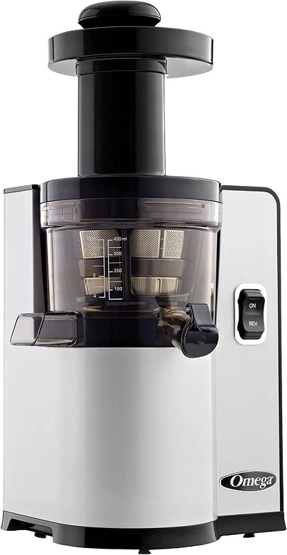 Photo 1 of Omega VSJ843QS Juicer Vertical Slow Masticating Juice Extractor 43 RPM Compact Design with Automatic Pulp Ejection, 150-Watt, Silver