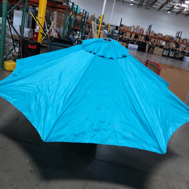 Photo 2 of Abba Patio 9ft Patio Umbrella Outdoor Umbrella Patio Market Table Umbrella with Push Button Tilt and Crank for Garden, Lawn, Deck, Backyard & Pool, Turquoise
