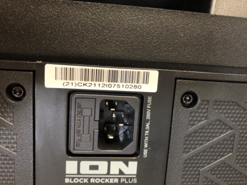 Photo 6 of INCOMPLETE Ion Audio Block Rocker Plus 100W Portable Speaker, Battery Powered with Bluetooth, Microphone & Cable, Am
**MISSING CHARGER, NEEDS CHARGE**