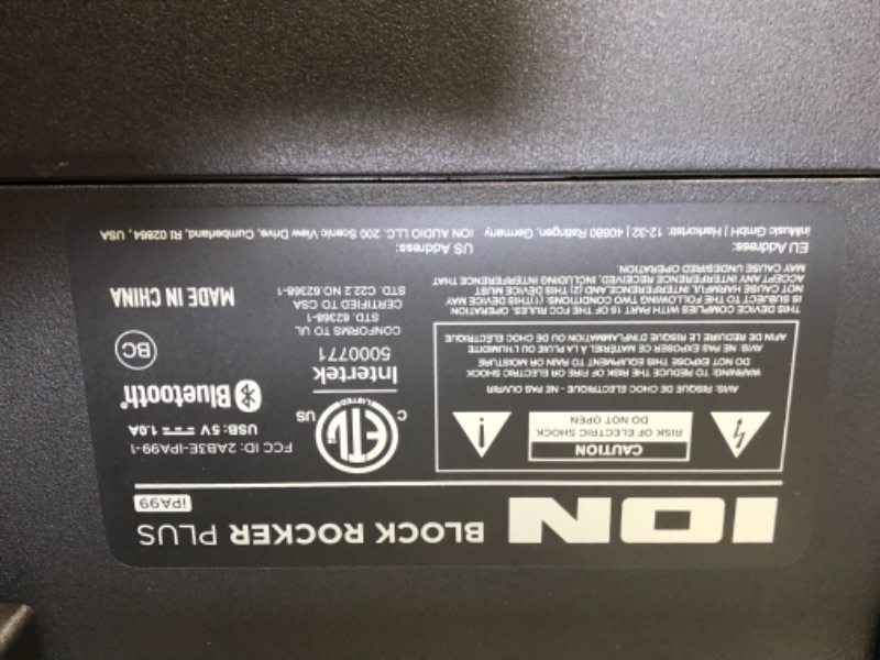 Photo 3 of INCOMPLETE Ion Audio Block Rocker Plus 100W Portable Speaker, Battery Powered with Bluetooth, Microphone & Cable, Am
**MISSING CHARGER, NEEDS CHARGE**