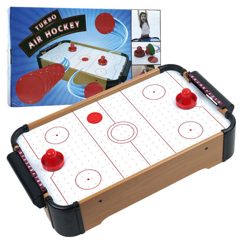 Photo 1 of INCOMPLETE Mini Tabletop Games by Hey Play Air Hockey Table
**MISSING 1 SCORE SETTER, MISSING ACCESSORIES TO PLAY, NO BATTERIES**
