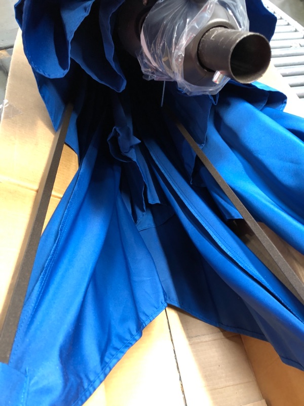 Photo 3 of 9ft Square Tilting Cobalt Blue Fabric Patio Umbrella