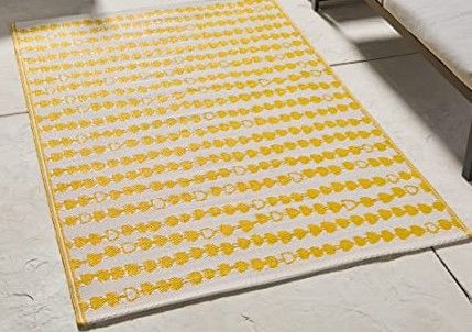 Photo 1 of  Yellow and White 6'X9' Reversible Picnic and Beach Area Rug, Perfect for Patio, Camping, Sunroom, and Any Outdoor Space
