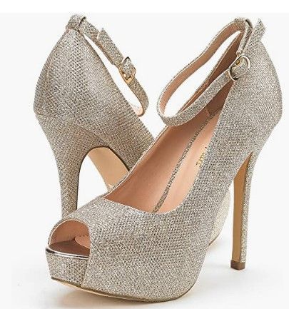 Photo 1 of DREAM PAIRS Women's Swan-10 High Heel Plaform Dress Pump Shoes Gold Glitter 