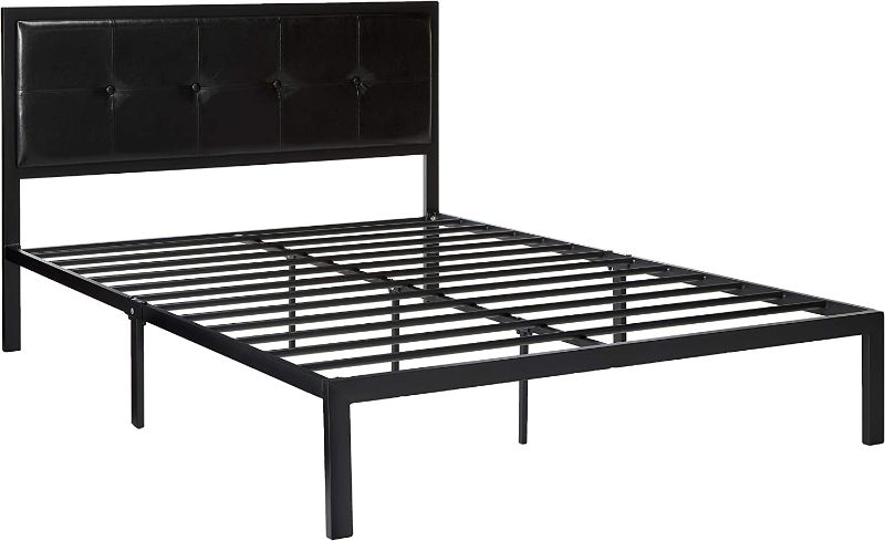 Photo 1 of ***MISSING HARDWARE//MISSING BACK BOARD***
Zinus Cherie Faux Leather Classic Platform Bed Frame with Steel Support Slats, Queen
