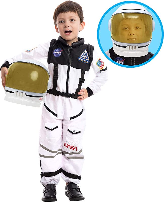 Photo 1 of Astronaut Helmet with Movable Visor Pretend Play Toy Set for School Classroom Dress Up, Role Play Accessory, Stocking, Birthday Party Favor Supplies, Girls, Boys, Kids and Toddler Large (10-12yrs)
