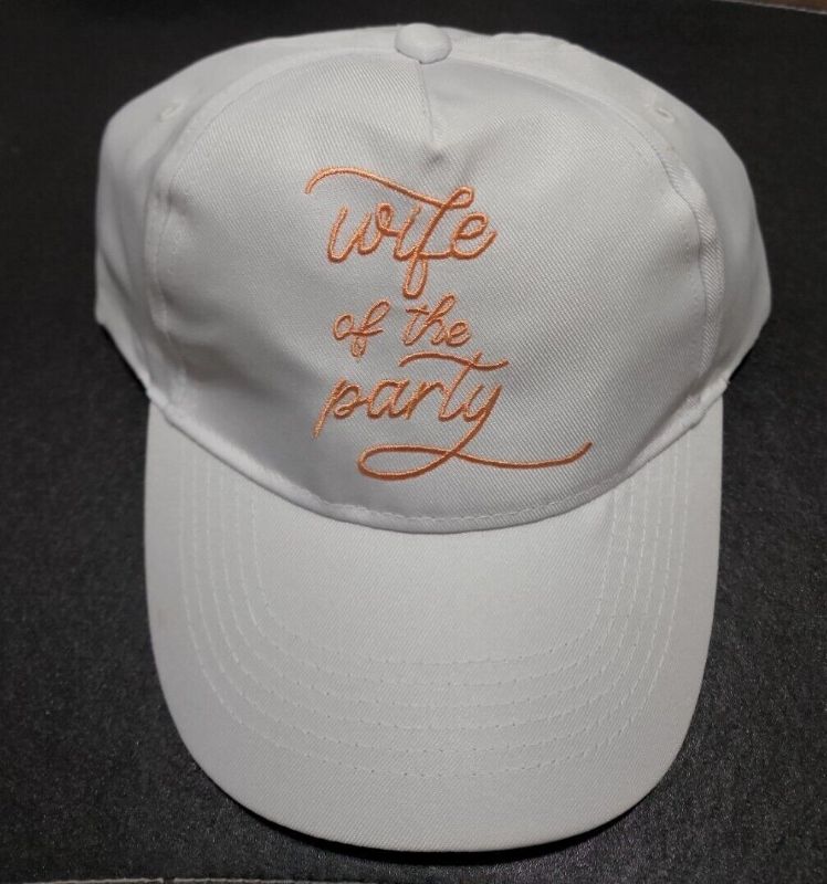 Photo 1 of 8 OF NWT Wife of the Party White Cap Hat Embroidered Peach Adjustable Strap One Size
