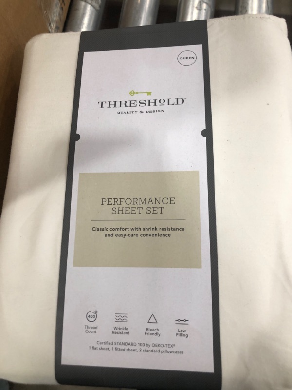 Photo 2 of 400 Thread Count Solid Performance Sheet Set - Threshold™- QUEEN

