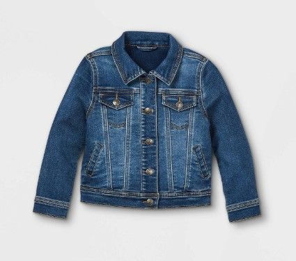 Photo 1 of 2T Toddler Girls' Vintage Denim Jacket - Cat & Jack™ Medium Wash

